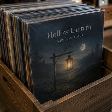 Custom vinyl records in a collector's crate