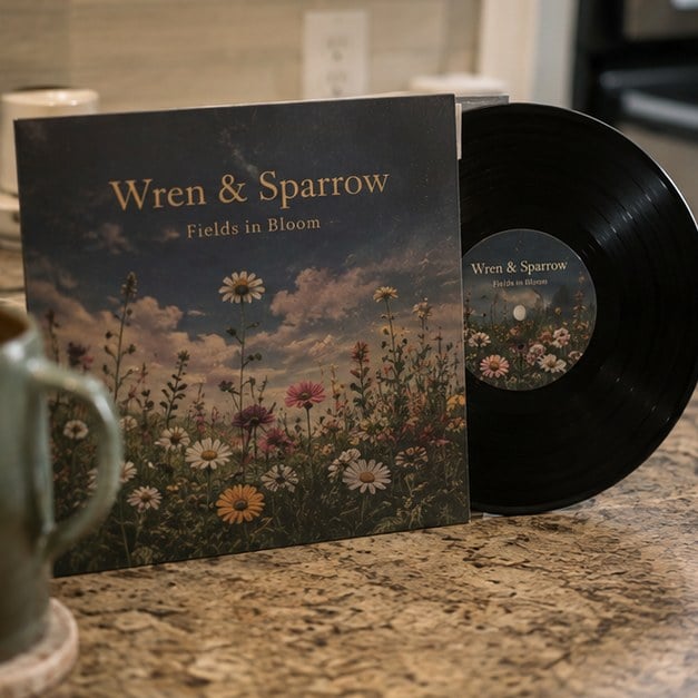 Vinyl records with logo printing — customer photo